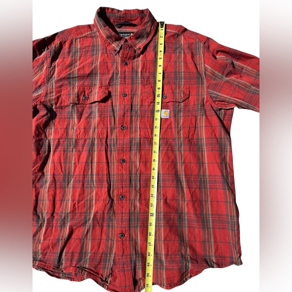 Carhartt Loose Fit Long Sleeve Red and Black Plaid Button Down Collared Shirt XL - Picture 4 of 9